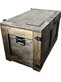 weeco Holztruhe Schatztruhe Aufbewahrungsbox mit vier Räder. 24kg, 80x45cm Holzkiste...