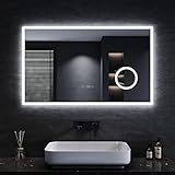 SONNI LED Badspiegel 100x60 cm Badezimmerspiegel mit Beleuchtung kaltweiß 6400K...