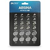 ABSINA 24er Pack Alkaline & Lithium Knopfzellen - 2X AG1 / 2X AG3 / 4X AG4 / 4X...