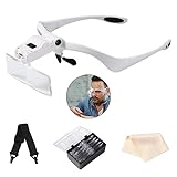 Etavio lupenbrille, Lupenbrille mit 2 LED Licht, Vergrößerungsbrille, zum...