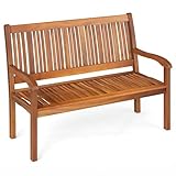 COSTWAY Gartenbank Holz, Holzbank wetterfest, Sitzbank für 2-3 Sitzer, Balkonbank aus...