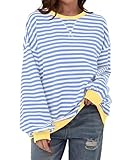 TERIVEEK Damen-Sweatshirt, Oversize, gestreift, Farbblock, langärmelig,...