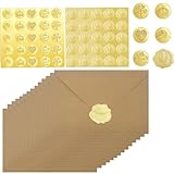 50x Briefumschläge Kraftpapier mit 50 Siegel Selbstklebend Briefumschlag...