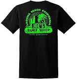 JOES SURF SHOP Schweres T-Shirt für Herren, Vintage-Logo, Schwarz / Grün Vintage Beach...