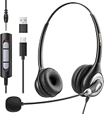 Wantek Headsets mit Mikrofon Noise Cancelling,USB/Typ-C/3.5mm Jack 3-in-1 PC...