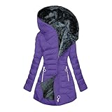 Damen Winterjacke Warm Gefüttert Steppjacke Lang Elegant Parka Jacke mit Kapuze...