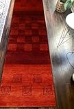 Blackamoor Rugs Handgeknüpfter Woll-Läufer, traditionelles geometrisches Muster, rotes...