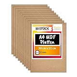 Creative Deco 10 x A4 MDF Platten | 300 x 210 x 3 mm | Dünne Holz-platten | Perfekt für...
