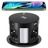 Versenkbare Steckdose 4 Fach mit 2 USB C 2 USB-A,Versenkbare Tischsteckdose Schwarz mit...