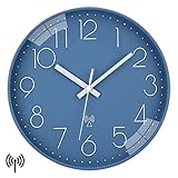 VIVILINEN Funkuhr geräuschlos Wanduhr Ohne Tickgeräusche Modern Funkwanduhr...