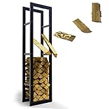 LAWA Living and Lifestyle Kaminholzregal VERZINKT 40x25x150 Feuerholzregal innen...