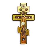BlessedMart Russisch-orthodoxes Wandkreuz – Byzantinisches Kruzifix aus Holz...