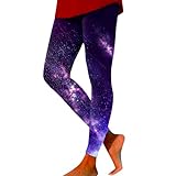 Galaxy Kostüm Damen Space Bunte Leggings Planeten Kostüm Muster Eng Sportleggins Weltall...