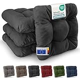 Beautissu 4er Set Premium Stuhlkissen 40x40 cm Anthrazit – UV-beständig &...