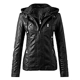 Lederjacke Damen Kunstleder Jacke Damen Lederjacke mit Kapuzen Große Größen Herbst...