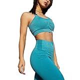 GYMTALENT Gerippte Workout-Outfits für Damen, 2-teilig, nahtloser Sport-BH, hohe Taille,...