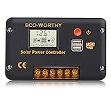 ECO-WORTHY 30A 12V / 24V Solarladeregler Intelligenter Regler mit zwei...