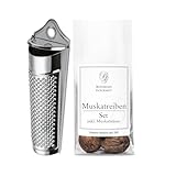 Boomers Gourmet - Muskatreibe mit Behälter und Muskatnüssen I Muskatnuss Reibe mit...