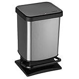 Rotho Paso Mülleimer 20l mit Pedal und Deckel, Kunststoff (PP) BPA-frei, carbonmetallic,...