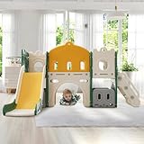 Kinderrutsche 6 in 1, Rutsche für den Innen- und Außenbereich, mit Basketballkorb,...