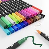 Jnyan Filzstifte Dual Brush Pinselmarker, 24 Farben Feine Spitze & Pinselspitze...