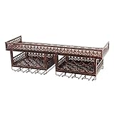Flasche Rack 3 Ebenen Schmiedeeisen Vintage Weinregal Weinglas Wand Wandregal Stand,...