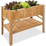 tectake® Hochbeet aus Holz mit Ablagefach, für Garten, Balkon und Terrasse,...