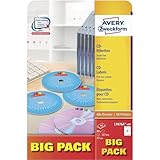 AVERY Zweckform L7676A-40P selbstklebende CD-Etiketten (80 blickdichte CD-Aufkleber, Ø...