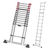 Hailo T80 FlexLine Alu-Sicherheits-Teleskopleiter - ausziehbare Anlegeleiter mit 13...