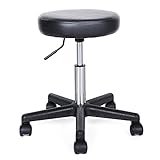 SONGMICS Drehhocker auf Rollen, höhenverstellbarer Rollhocker, 46-58 cm, mit Kunstleder...