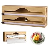 imposyu 2 in 1 Frischhaltefolienspender Folienschneider Folienspender aus Holz...