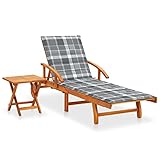 ZEYUAN Sonnenliege mit Tisch und Auflage, Gartenliege, Liegestuhl, Sonnenstuhl,...