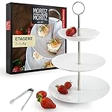 Moritz & Moritz Obst Etagere 3 Etagen - Inkl. Zange - Aus hochwertigem Porzellan –...