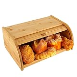 GOYADA Bambus Brotkasten mit Rolldeckel, Holz Brotkasten für Küche, Arbeitsplatte Brot...