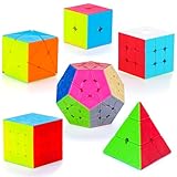 SISYS Zauberwürfel Set, 6 Stück Speed Cube Set 2x2x2 3x3x3 4x4x4 Pyraminx Megaminx Skewb...