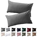 Soifox Kissenbezug 40 x 80 2er Set - Kopfkissenbezug 40x80 Anthrazit 100% Mikrofaser...