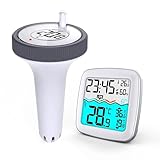 CSL - Poolthermometer Funk digital – Basisstation mit Schwimmer – Wassertemperatur...