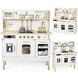 Mamabrum Kinderküche Holz mit LED-Beleuchtung, Spielküche Kinder ab 3 Jahren...