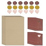 Briefumschlag Briefpapier Set,50 Vintage Briefpapiere und 16 Stück Rotbraune Umschlag...