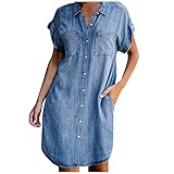 Jeanskleid Damen Sommer Kleider Für Mollige Frauen Tunika Kleid Italienische...