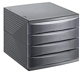 Rotho Quadra Schubladen-/Bürobox mit 4 Schubladen, Kunststoff (PS), BPA-frei,...