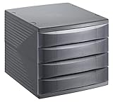 Rotho Quadra Schubladen-/Bürobox mit 4 Schubladen, Kunststoff (PS), BPA-frei,...