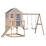 Wendi Toys M27 Stelzenhaus mit Doppelschaukel, Spielturm aus Holz für Kinder Garten...