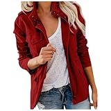 Übergangsjacke Damen Leichte Sommerjacke Herbst Stehkragen Jacket Boyfriend Parka Bequem...