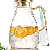 Yirilan 2.2 Liter 74 Unzen Karaffe,Glaskaraffe,Wasserkaraffe mit Deckel,...