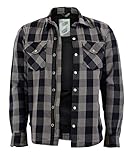 Motorrad Kevlar Aramid gefüttert Schutz Flanell Hemd, (L, Grau/Schwarz)