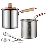 Frittichtopf mit Korb und Tong 3L -Griff aus Edelstahl -Chip -Friteuse mit...