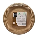 HRC Eco Einweg-Pappteller, 50 Stück, für Grillabende, Wanderungen, Taufen, Partys,...