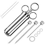 Vrent Edelstahl Fleischspritze, Marinierspritze, BBQ Bratenspritze mit 3 Nadeln, 60 ml...
