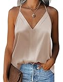 Zeagoo Cami Top Satin Damen Seidentop V Ausschnitt Oberteil Spaghettiträger Top Sexy...